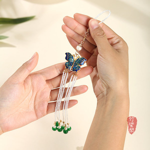 Butterfly Pearl Tassel Pendant Chinese Ethnic Hanfu Accessory Fashion Jewelry Tea Ceremony Decor - Product Image 5