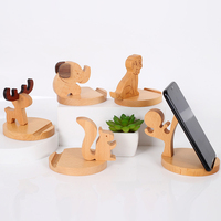 Support de téléphone multifonctionnel en bois massif personnalisable, design animalier, style INS, pour la décoration de la maison, objet de collection pour bureau