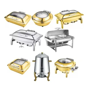 Cảm Ứng Đảng Rotating Anh Ấn Độ Hãng Hàng Không Thực Phẩm Chafing Món Ăn Ấm Hơn Burners Buffet Máy Chủ Phục Vụ Khay Máy Với Thủy Tinh Món Ăn