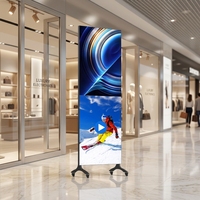 Affiche publicitaire LED portable P2.5 1mx2m pour location en intérieur, affichage mobile à installation rapide avec roues pour salon professionnel