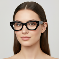 HS6106 Monturas Ópticas de Lectura para Mujer, Hechas a Mano, de Acetato, con Diseño de Mariposa Pequeña y Estampado de Remaches, con Bisagra de Resorte, de Moda