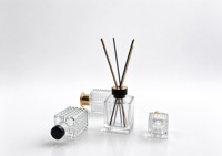 Flacon diffuseur de parfum en verre transparent gaufré de luxe 50ml 100ml 150ml 200ml – Contenant vide carré pour parfum et arôme