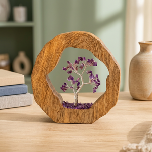 Arbre de Vie en Bois avec Améthyste Faite à la Main, Durable, Cadeau Spirituel, Énergie Positive, Guérison des Chakras, Feng Shui, Pierre Précieuse - Product Image 3