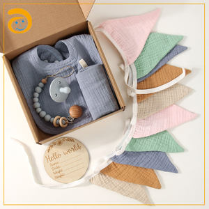 <span class=keywords><strong>6</strong></span> pièces coffret cadeau nouveau-né bébé nouveau-né jalons souvenir sucette bavoir mousseline guirlande drapeau nouveau bébé coffret cadeau pour garçons et filles - Product Image 2
