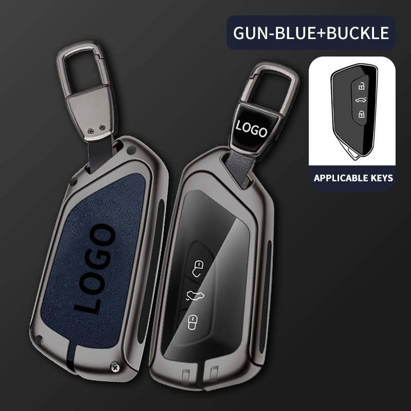 Pistola metálica azul + llavero metálico