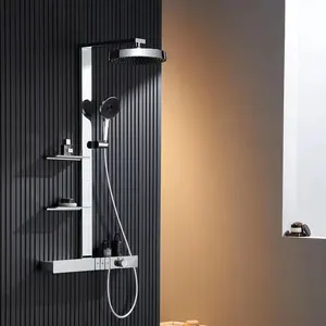 wall mounted washroom solid brass exposed bathroom bathtub faucet shower set with handheld shower