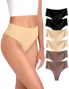 String <span class=keywords><strong>sans</strong></span> couture en soie glacée pour femme, sexy, taille mi-haute, couleur unie, très extensible, confortable, en <span class=keywords><strong>latex</strong></span> - Product Image 1