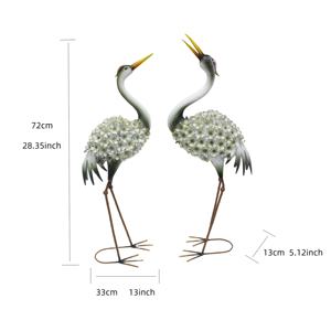 2 Pièces Statues de Grue à Fleurs en Métal Support de Hérons Verts Décorations de Jardin Colorées pour l'Extérieur Matériaux Durables pour l'Accent Mural - Product Image 3