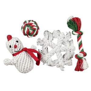 Yüksek kaliteli 4 parça pamuk halat evcil hayvan köpek oyuncağı Set noel interaktif ve hareket oyuncaklar köpekler için - Product Image 1