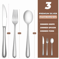 Ensemble de Couverts de Luxe en Acier Inoxydable pour Mariage – Cuillère, Fourchette et Couteau – Vaisselle Occidentale – Vente Chaude