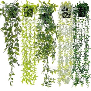 Plantes artificielles suspendues 100 cm, lianes en plastique, plantes décoratives d'intérieur et d'extérieur, feuilles de Datura et d'Eucalyptus en pot - Product Image 1