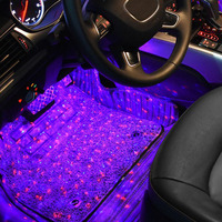 Kit d'éclairage intérieur de voiture 4 en 1, lampe RGB pour les pieds sous le tableau de bord, avec télécommande, éclairage ambiant intérieur de voiture