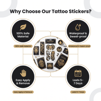 Autocollants de tatouage temporaire en papier blanc écologique avec logo personnalisé HF pour l'art corporel - Vente en gros d'usine