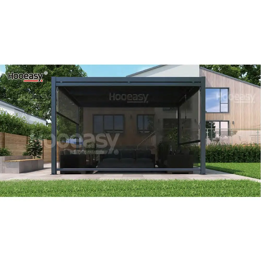 Homey & Hooeasy Wasserdichter Garten verschluss mit geradem Teleskop vorhang, motorisierte Vorhang rollos für Pergola