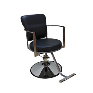 Fauteuil de salon de coiffure professionnel moderne inclinable en acier et cuir PU, réglable en hauteur, ergonomique, avec pompe hydraulique, pour salon de coiffure, salle de sport, école - Product Image 1