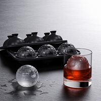 Grand plateau de cube Star Ice Wars à 6 cavités à dégagement facile Moule en silicone 3D Death Star Ice Ball Maker avec entonnoir pour cocktails à whisky