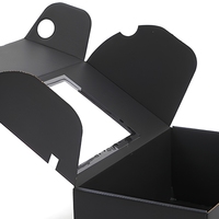 Boîte cadeau personnalisée en papier carré noir avec finition mate Fermeture magnétique personnalisable avec impression UV 4C et ruban pour l'affichage