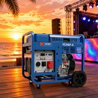 Générateur diesel portable YC9GF-3 9kW 10kW monophasé/triphasé 230V/400V refroidi par air avec roues