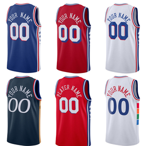 Jersey Philadelphia Pria Custom Nama Apa Saja, Kaos Basket Jahitan Bordir, Seragam Remaja, Pakaian Olahraga Hot-press - Product Image 1