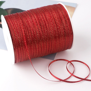 Pita Satin Berkualitas Tinggi 25 Yard Lebar 1cm Tepi Emas 3/8 Inci Sutra untuk Pembungkus Hadiah Natal Mewah Penggunaan Sehari-hari Grosir - Product Image 3