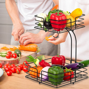 Mode Chefarone Fruit <span class=keywords><strong>Etagere</strong></span> 2 niveaux panier <span class=keywords><strong>Meta</strong></span> multifonctionnel panier de fruits empilable panier pour fruits et légumes - Product Image 6