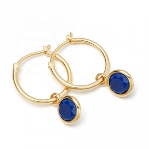 Boucles <span class=keywords><strong>d</strong></span>'oreilles créoles minimalistes en pierres précieuses plaqué <span class=keywords><strong>or</strong></span> boucles <span class=keywords><strong>d</strong></span>'oreilles en cristal naturel <span class=keywords><strong>lapis</strong></span> <span class=keywords><strong>lazuli</strong></span> labradorite en argent sterling 925 - Product Image 2