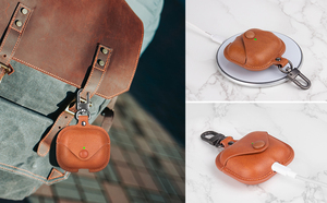 Étui en cuir PU pour <span class=keywords><strong>AirPods</strong></span> avec lumière LED et porte-clés Chargement sans fil Compatible pour Apple pour <span class=keywords><strong>AirPods</strong></span> 2 et pour <span class=keywords><strong>AirPods</strong></span> 1 - Product Image 6