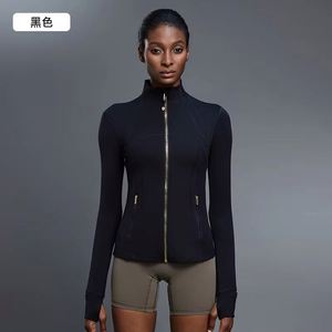 Top Deportivo para Mujer con Cierre Dorado, Cuello Alto Cortavientos, para Yoga, Running y Deportes, Manga Larga, Elástico y Ajustado - Product Image 2