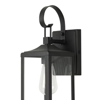 Applique murale extérieure 1 lumière noire, lanterne moderne étanche avec abat-jour en verre pour porche et patio