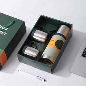 Ensemble cadeau de bouteille d'eau isotherme en acier inoxydable 304, isolation thermique de 6 à 12 heures, écologique, une bouteille, trois couvercles - Product Image 3