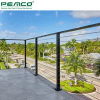 Desain Luar Ruangan Balkon Pagar Kawat Sistem Balustrade Baja Nirkarat Kabel Tangga Dek Tiang