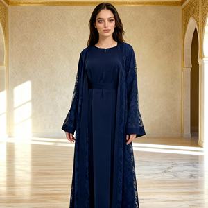 Premium Wholesale Custom Lace Polyester Elegant <b>Abaya</b> for Muslim <b>Women</b> New Style Party Dress - Product Image 3