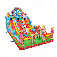 Structure gonflable extérieure personnalisée en PVC écologique avec toboggan et grande roue, design clown, vente directe usine pour jeux d'enfants