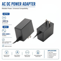 Adaptateur secteur 24W 24V 1A, prise murale américaine, alimentation à découpage, convertisseur AC/DC pour écran LCD, affichage LED, système de sécurité CCTV, cordon