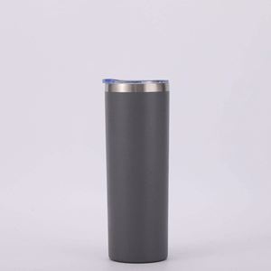 Gobelet de sublimation 20oz en acier inoxydable blanc, mince et droit, vierge, avec couvercle et paille métallique - Product Image 3