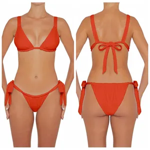 Custom OEM service hot sexy sheer shiny set high waist bikini with great price Low MOQ