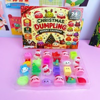 Calendrier de l'Avent de Noël, Boîte Mystère de 24 Jouets Squishy Mignons, Jouet Anti-Stress, Jouet à Presser en Forme de Boulette Kawaii