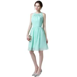Mint Green Prom Dress Short Knee Length Chiffon Evening Gown Cheap Prom Dresses