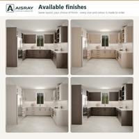Meuble de cuisine moderne en placage de bois avec portes à battants, aménagement en U, dimensions personnalisées, boîtes en panneaux mélaminés et rangement coulissant