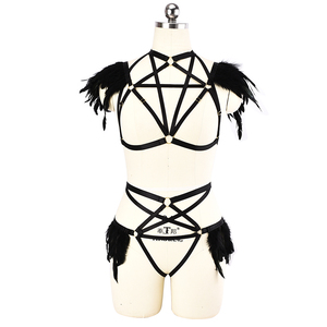 Vêtements de danse exotiques pour femmes, strip-tease, rave, festival, nouvelle lingerie <span class=keywords><strong>sexy</strong></span>, halter transparent, grande taille, string à plumes, ensemble de lingerie - Product Image 5