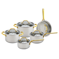 Usine 10 pièces en acier inoxydable batterie de cuisine moderne antiadhésif Sauce casserole marmite casserole et casserole