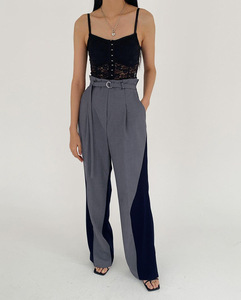 2022 nuovi arrivi autunno kaki vita alta cerniera Casual Palazo pantaloni gamba larga donna - Product Image 4