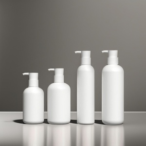 Bouteille distributrice ronde à épaulement en HDPE blanc mat, 200ml, 260ml, 300ml, 400ml, 500ml, pour shampoing et gel douche - Product Image 1