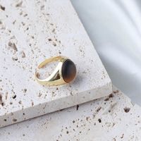 Chris april Fine Jewelry Bague chevalière minimaliste en argent sterling 925 plaqué or pour femme