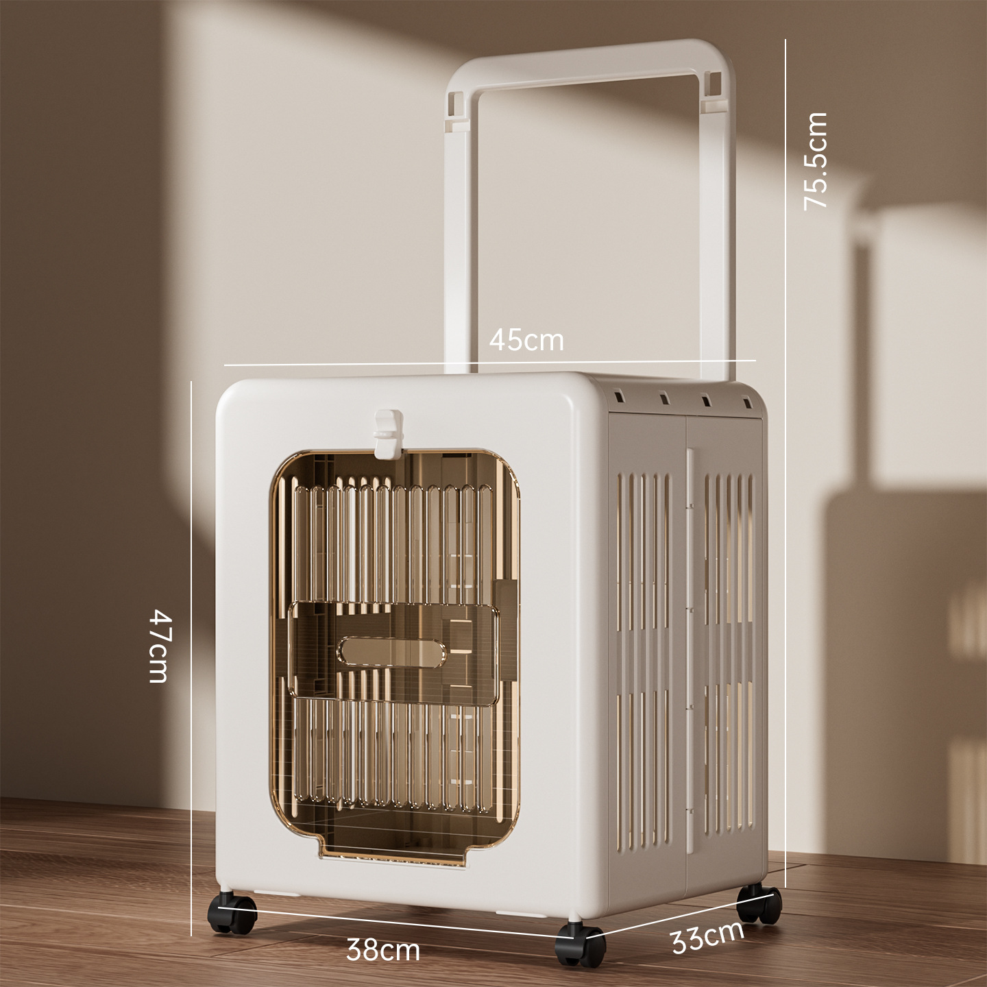 Maleta trolley gigante para mascotas de gran capacidad y transpirable - Blanco marfil