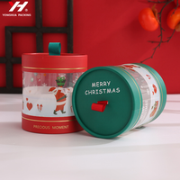 Boîte cadeau cylindrique pliable en carton écologique verni avec fenêtre transparente en PVC pour emballage cadeau de Noël en gros