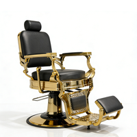 Chaise de coiffeur de salon de luxe en or noir, base ronde, chaise de salon moderne réglable pour hommes