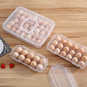 Contenedor de almacenamiento de huevos de plástico portátil, soporte transparente para huevos con tapa para refrigerador, caja organizadora de cocina - Product Image 3