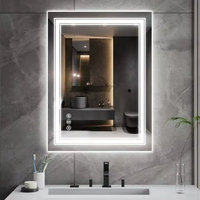 Miroir de courtoisie rectangulaire moderne à LED pour salle de bain avec éclairage avant, anti-buée, incassable, éclairage mural, 3 miroirs intelligents pour hôtels