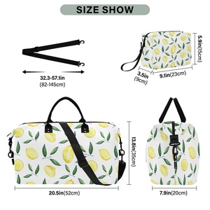 Sac de sport de grande capacité de qualité supérieure avec motif citron et logo personnalisé, ensemble avec trousse de toilette - Product Image 3